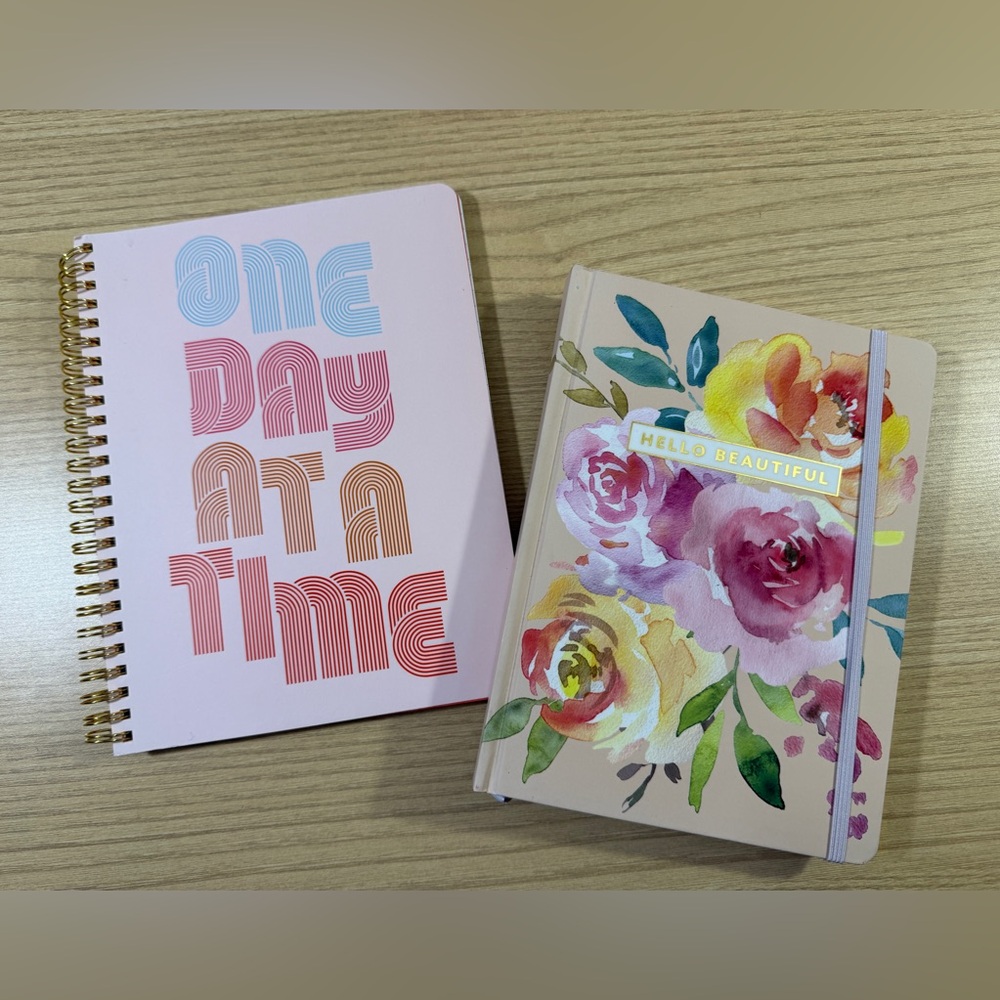 Floral and Typography Notebook Duo
